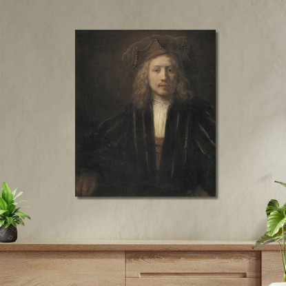 Uomo Con Berretto Tempestato Di Perle Rembrandt van Rijn rvr98 quadro stampato su tela