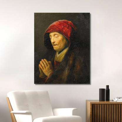 Vecchia Che Prega Rembrandt van Rijn rvr114 quadro stampato su tela