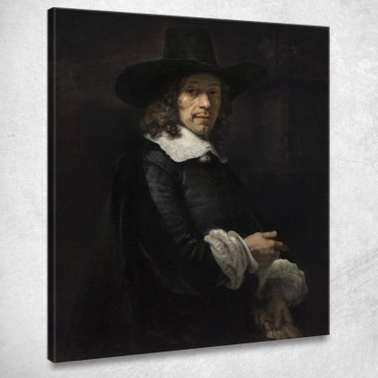 Ritratto Di Un Gentiluomo Con Un Cappello Alto E Guanti Rembrandt van Rijn rvr121 quadro stampato su tela