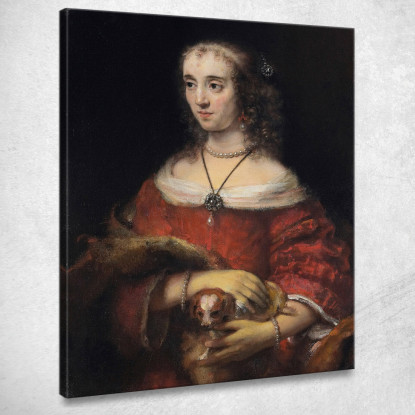 Ritratto Di Dama Con Cagnolino Rembrandt van Rijn rvr122 quadro stampato su tela