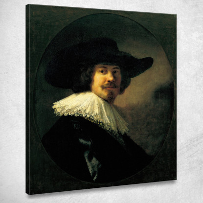 Ritratto Di Un Uomo Con Un Cappello A Tesa Larga Rembrandt van Rijn rvr128 quadro stampato su tela