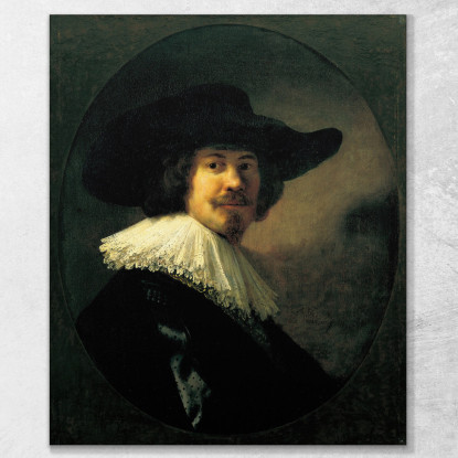 Ritratto Di Un Uomo Con Un Cappello A Tesa Larga Rembrandt van Rijn rvr128 quadro stampato su tela