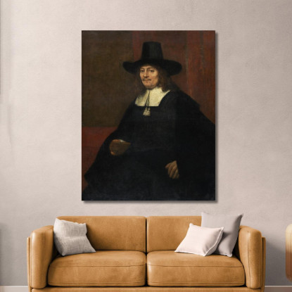 Ritratto Di Un Uomo Con Un Cappello Alto Rembrandt van Rijn rvr129 quadro stampato su tela