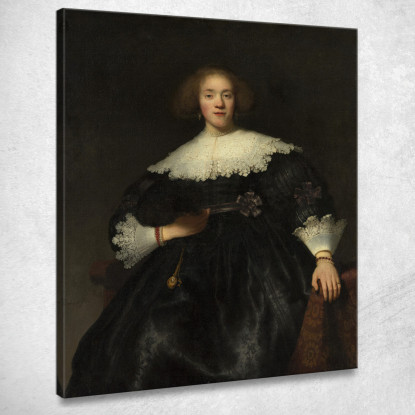 Ritratto Di Una Giovane Donna Con Un Ventaglio Rembrandt van Rijn rvr135 quadro stampato su tela