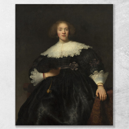 Ritratto Di Una Giovane Donna Con Un Ventaglio Rembrandt van Rijn rvr135 quadro stampato su tela