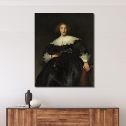 Ritratto Di Una Giovane Donna Con Un Ventaglio Rembrandt van Rijn rvr135 quadro stampato su tela