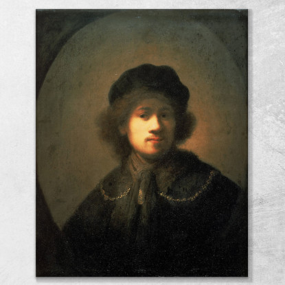 Ritratto Dell'Artista Da Giovane Rembrandt van Rijn rvr148 quadro stampato su tela