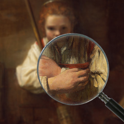 Una Ragazza Con Una Scopa Rembrandt van Rijn rvr155 quadro stampato su tela