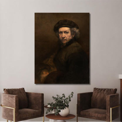 Auto Ritratto Rembrandt van Rijn rvr160 quadro stampato su tela