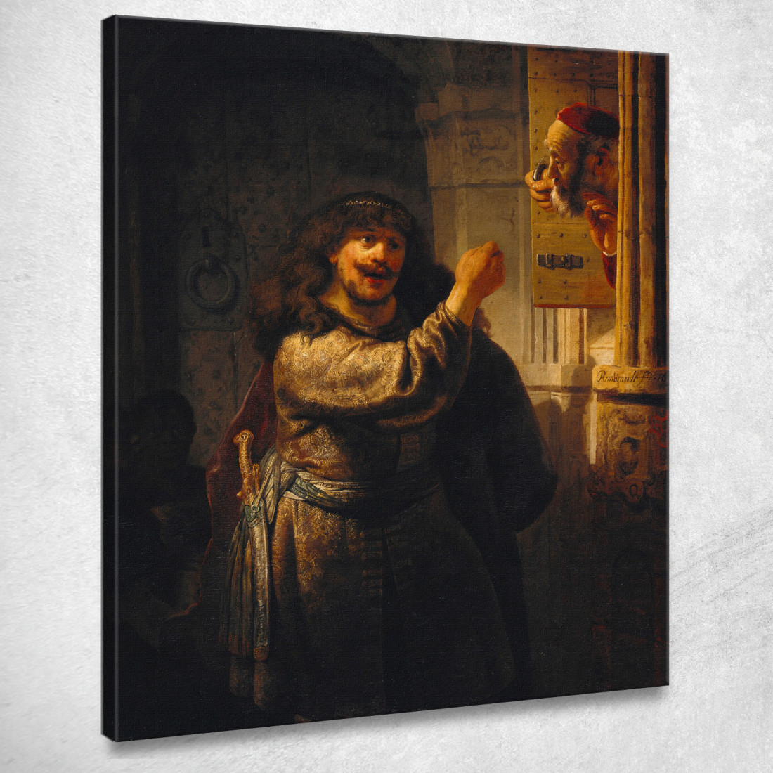 Sansone Minaccia Il Suocero Rembrandt van Rijn rvr166 quadro stampato su tela