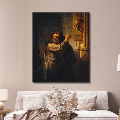 Sansone Minaccia Il Suocero Rembrandt van Rijn rvr166 quadro stampato su tela