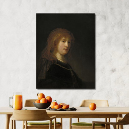 Saskia Van Uylenburgh La Moglie Dell'Artista Rembrandt van Rijn rvr167 quadro stampato su tela