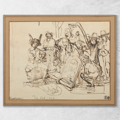 Satira Sulla Critica D'Arte Rembrandt van Rijn rvr168 quadro stampato su tela