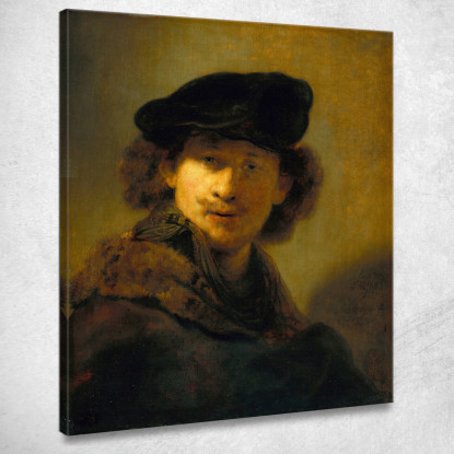 Autoritratto Con Basco Di Velluto Rembrandt van Rijn rvr181 quadro stampato su tela