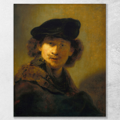 Autoritratto Con Basco Di Velluto Rembrandt van Rijn rvr181 quadro stampato su tela