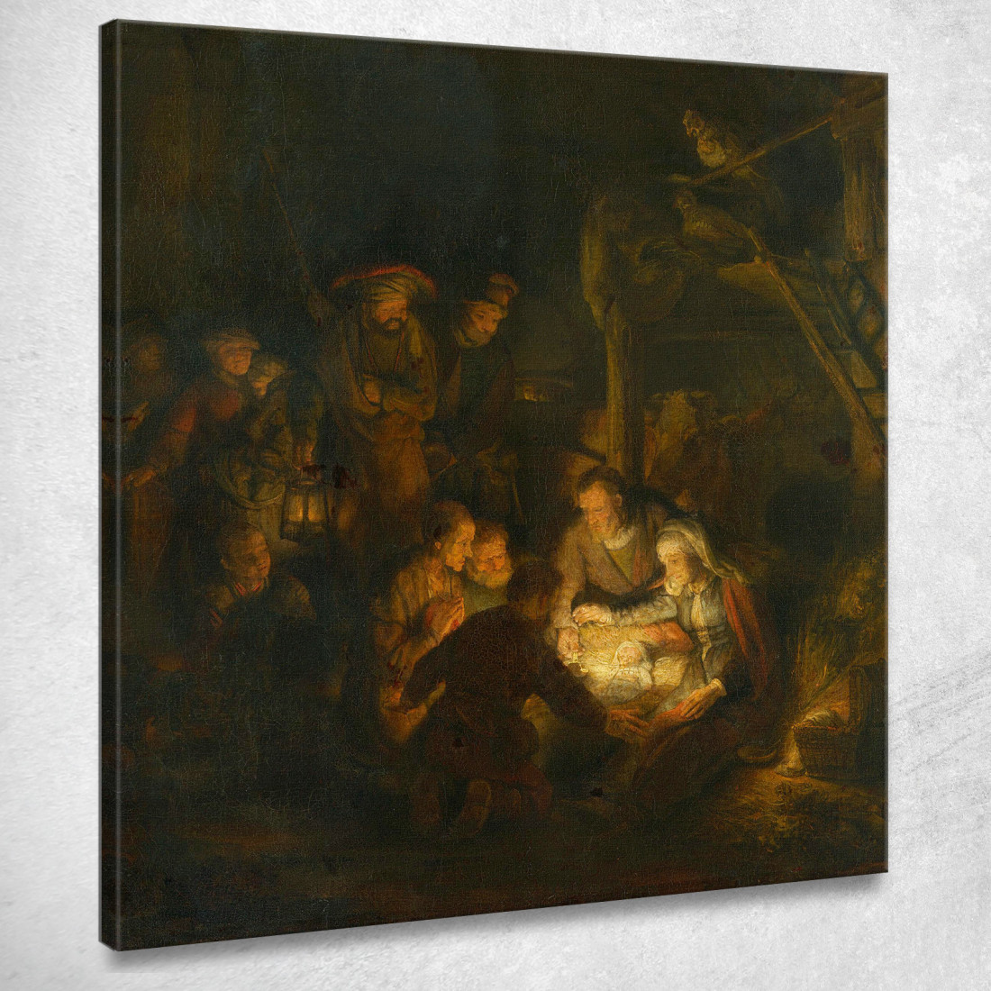 L'Adorazione Dei Pastori Rembrandt van Rijn rvr201 quadro stampato su tela