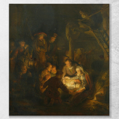 L'Adorazione Dei Pastori Rembrandt van Rijn rvr201 quadro stampato su tela