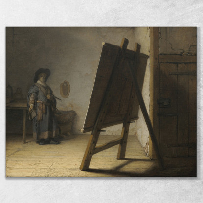 L'Artista Nel Suo Studio Rembrandt van Rijn rvr207 quadro stampato su tela