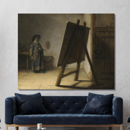 L'Artista Nel Suo Studio Rembrandt van Rijn rvr207 quadro stampato su tela