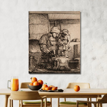 L'Orafo Rembrandt van Rijn rvr225 quadro stampato su tela