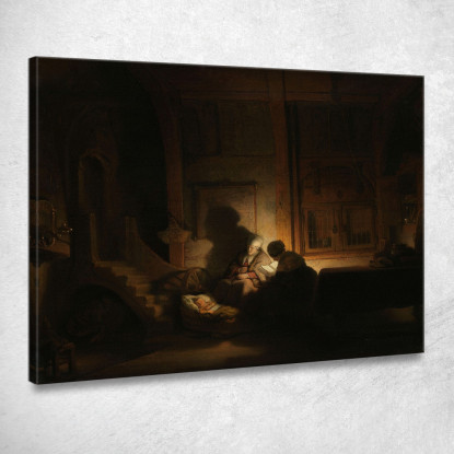 La Sacra Famiglia Di Notte Rembrandt van Rijn rvr227 quadro stampato su tela