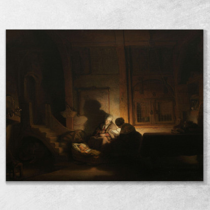 La Sacra Famiglia Di Notte Rembrandt van Rijn rvr227 quadro stampato su tela