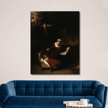 La Sacra Famiglia Copia Da Rembrandt Rembrandt van Rijn rvr228 quadro stampato su tela