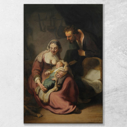 La Sacra Famiglia Rembrandt van Rijn rvr229 quadro stampato su tela