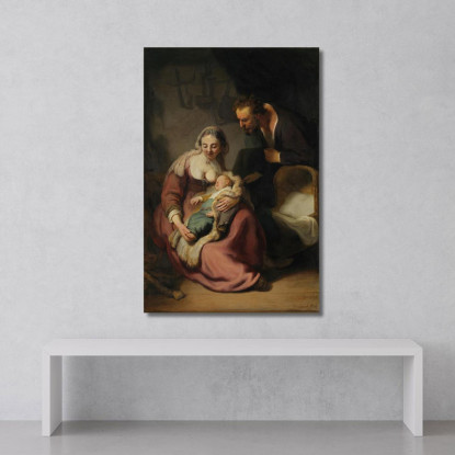 La Sacra Famiglia Rembrandt van Rijn rvr229 quadro stampato su tela