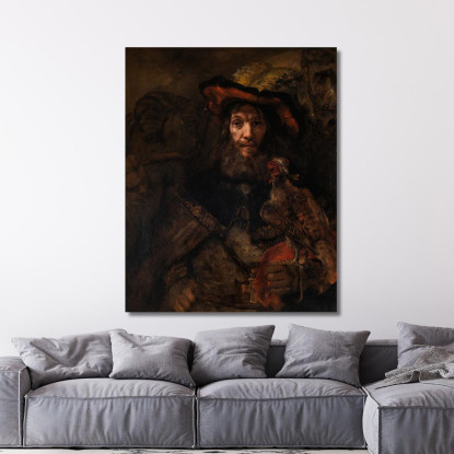 Il Cavaliere Con Il Falco Rembrandt van Rijn rvr231 quadro stampato su tela