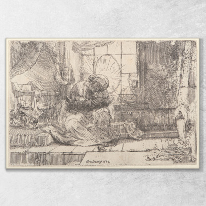 La Vergine Col Bambino Con Il Gatto E Il Serpente Rembrandt van Rijn rvr254 quadro stampato su tela
