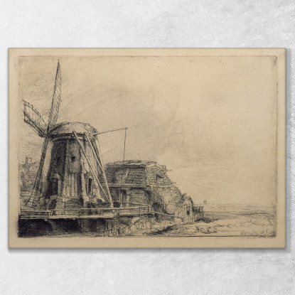 Il Mulino A Vento Rembrandt van Rijn rvr256 quadro stampato su tela