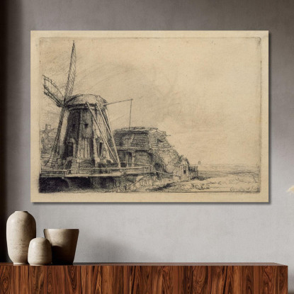 Il Mulino A Vento Rembrandt van Rijn rvr256 quadro stampato su tela