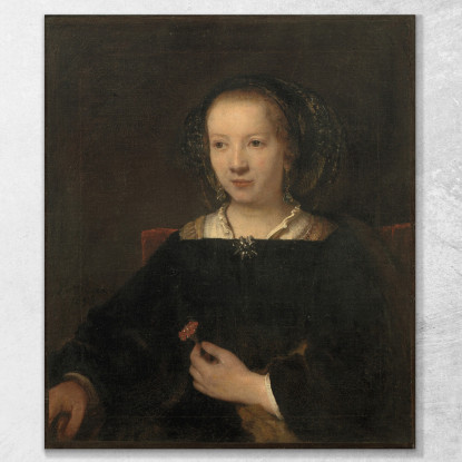 Donna Con Garofano Rembrandt van Rijn rvr270 quadro stampato su tela