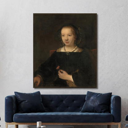 Donna Con Garofano Rembrandt van Rijn rvr270 quadro stampato su tela