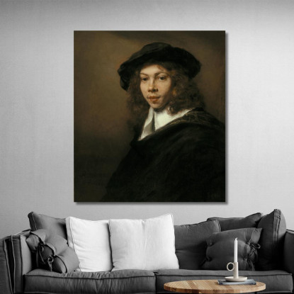 Giovane Con Un Berretto Nero Rembrandt van Rijn rvr272 quadro stampato su tela