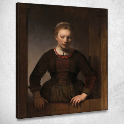 Giovane Donna A Una Mezza Porta Aperta Rembrandt van Rijn rvr274 quadro stampato su tela