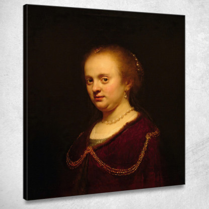 Giovane Donna Con Una Catena D'Oro Rembrandt van Rijn rvr276 quadro stampato su tela