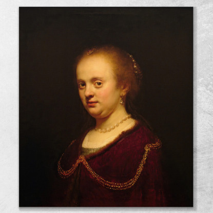 Giovane Donna Con Una Catena D'Oro Rembrandt van Rijn rvr276 quadro stampato su tela