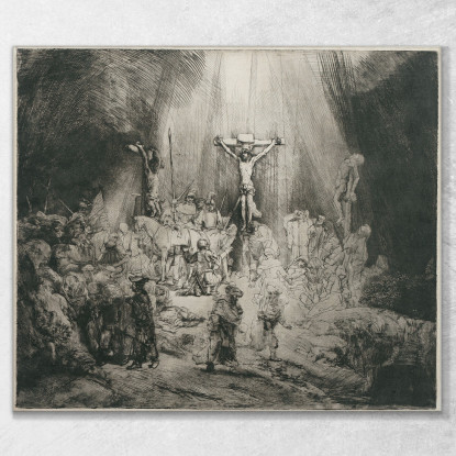 Cristo Crocifisso Tra I Due Ladroni Le Tre Croci Rembrandt van Rijn rvr278 quadro stampato su tela