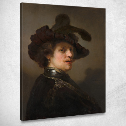 Tronie Di Un Uomo Con Un Berretto Piumato Rembrandt van Rijn rvr282 quadro stampato su tela