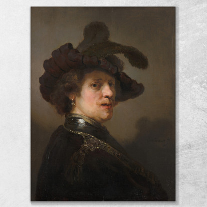 Tronie Di Un Uomo Con Un Berretto Piumato Rembrandt van Rijn rvr282 quadro stampato su tela