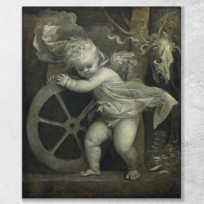 Cupido Con La Ruota Del Tempo Titian Tiziano Vecellio ttn16 quadro stampato su tela