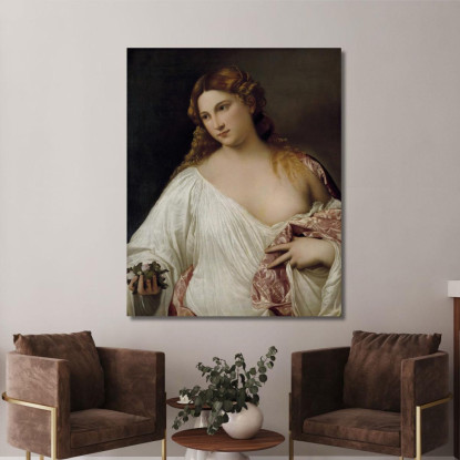 Flora Titian Tiziano Vecellio ttn27 quadro stampato su tela