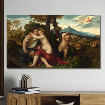 Scena Mitologica Titian Tiziano Vecellio ttn28 quadro stampato su tela