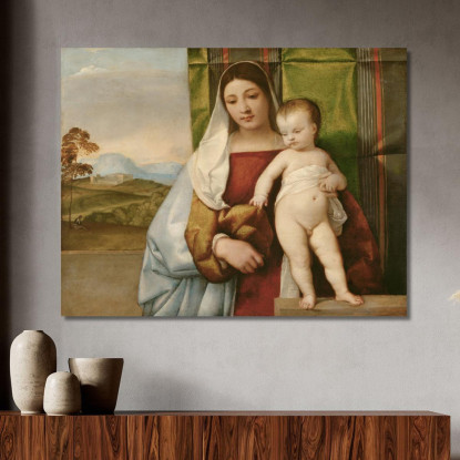 Madonna Gitana Titian Tiziano Vecellio ttn29 quadro stampato su tela