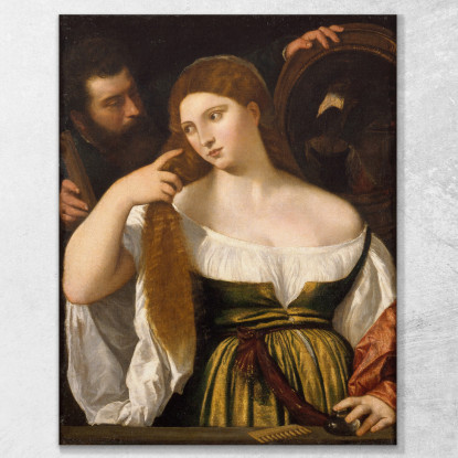 Ragazza Davanti Allo Specchio Titian Tiziano Vecellio ttn30 quadro stampato su tela