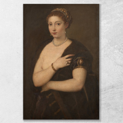 Ragazza Con La Pelliccia Titian Tiziano Vecellio ttn31 quadro stampato su tela