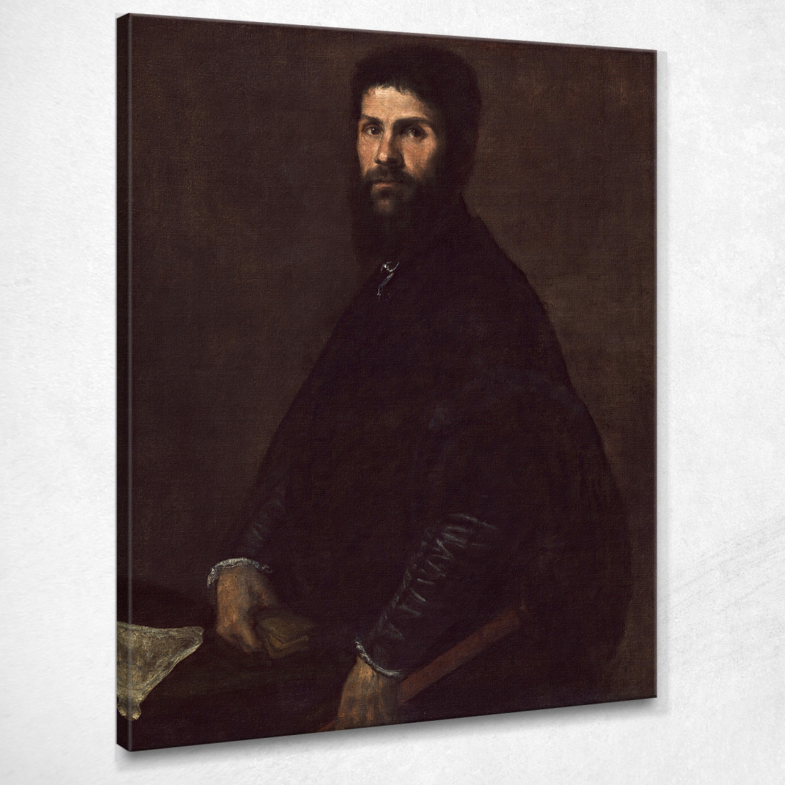 Uomo Che Tiene Un Flauto Titian Tiziano Vecellio ttn37 quadro stampato su tela