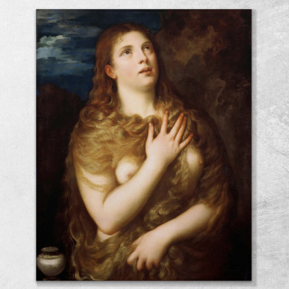 Maria Maddalena In Penitenza Titian Tiziano Vecellio ttn38 quadro stampato su tela